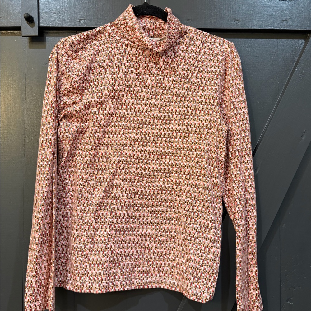 LOFT Geometric Multicolor Turtleneck Top